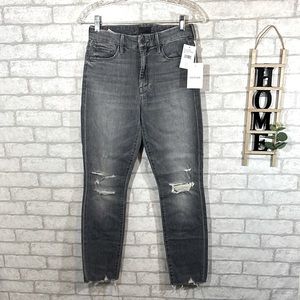 Mother high waisted looker ankle nick gray jeans in ace of spade size 25